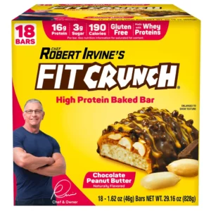 Barras de proteínas FITCRUNCH, 16 g de proteína, mantequilla de chocolate y maní, 1,62 oz, 18 unidades cosco