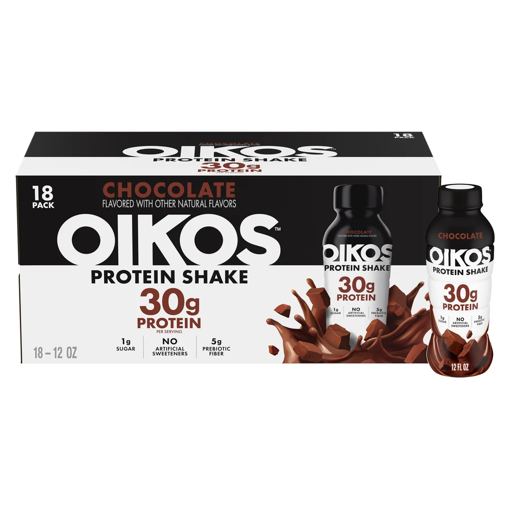 Batido de proteína de chocolate Oikos de 30 g, 12 onzas líquidas, paquete de 18 | importado de USA