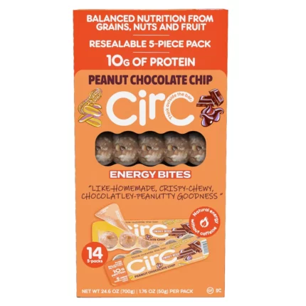 Picaduras de Circ Energy, chispas de chocolate con maní, 1,76 oz, 14 unidades | importado de USA